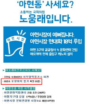 20대 총선 당시 서울 마포 갑 더불어민주당 노웅래 의원 선거 공약 ⓒ 노웅래 의원 공식블로그 캡쳐