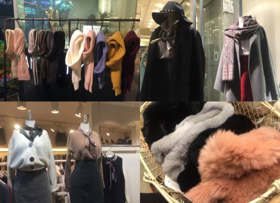 가을·겨울을 대표하는 아이템답게 홍대거리 곳곳 상점에서는 모·실크·퍼 등 다양한 소재의 스카프를 진열해 판매하고 있다. = 백유진 기자
