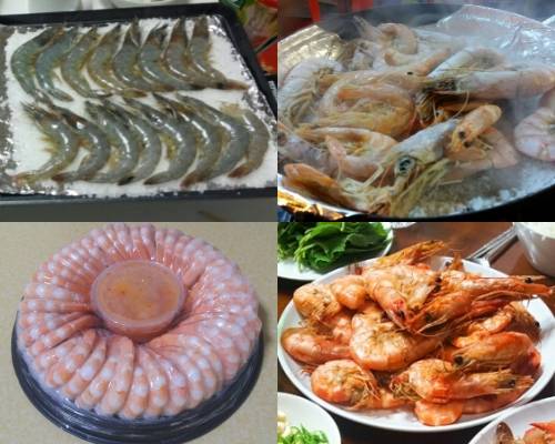 먹음직스럽게 놓인 새우들. 왼쪽 아래는 쉬림프 링. = 하영인 기자