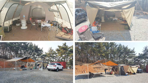 캠핑에서 가장 큰 역할을 하는 것이 텐트다. 이런 텐트는 설치할 때도 중요하지만 철수할 때도 조심해야 한다. = 김경태 기자