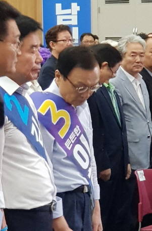 합동연설회장에서 잠시 조는 듯 찍힌 이해찬 후보. 상념에 잠겼다고 보기에는 표정이 피로해 보인다. ⓒ 프라임경제