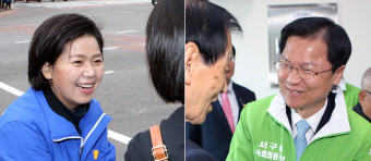 사진 왼쪽의 양향자 더불어민부당 후보가 천정배 민생당 후보의 아성에 도전한다. 광주 서구을 지역구의 새 맹주는 누구일지 총선 결과에 관심이 모아진다. ⓒ 연합뉴스