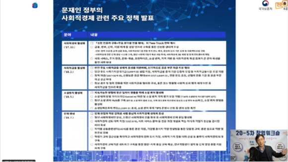 지난 20일 제대군인지원센터가 제대·예정군인 사회적경제기업 온라인 워크숍을 진행하는 모습. ⓒ 제대군인지원센터