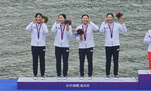 왼쪽부터 이한솔(부여군청), 조신영(대전광역시체육회), 최란(부여군청), 이하린(부여군청). ⓒ 부여군