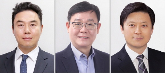 (왼쪽부터) 정지영 현대백화점 대표, 한광영 현대홈쇼핑 대표, 정백재 현대L&C 대표. © 현대백화점그룹
