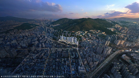 '양정 롯데캐슬 프론티엘' 광역조감도. © 롯데건설