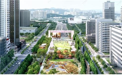 동탄터널 상부공원 조감도(남측을 바라본 전경). Ⓒ LH