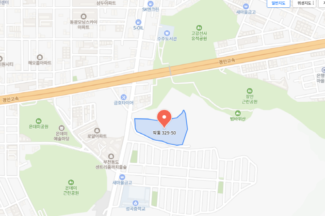 보상비로 논란이 되고 있는 경기 부천시 공원부지 위치. © 네이버 지도