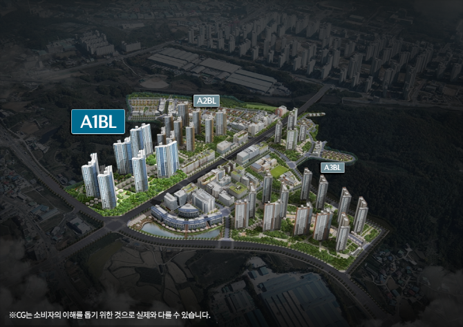 아산탕정자이 퍼스트시티 A1·A2·A3블록 전체 조감도. Ⓒ GS건설