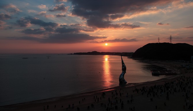 당진시 왜목마을에서 을사년 새해 첫 일출이 붉게 떠오르고 있다. ⓒ 당진시