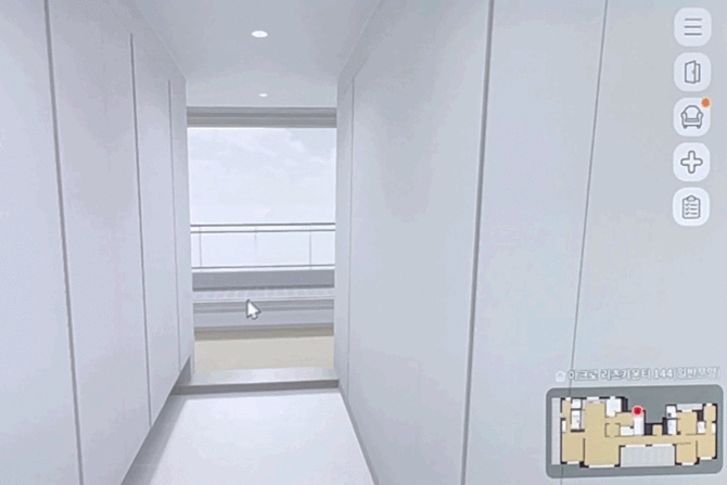 가상현실(VR) 프로그램 '디버추얼(D-Virtual)'을 통해 '디 셀렉션'을 시연하는 모습. = 박선린 기자