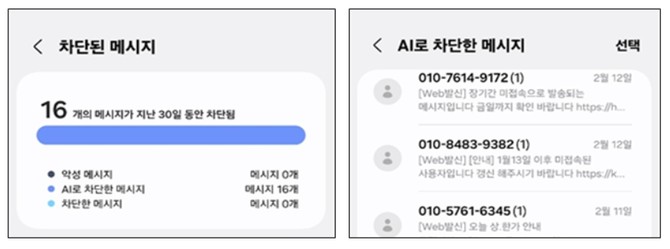 차단된 메시지 예시 이미지. ⓒ 방송통신위원회