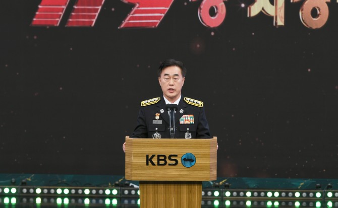 제30회 KBS 119상 시상식에서 허석곤 소방청장이 축사를 하고 있다. ⓒ 소방청