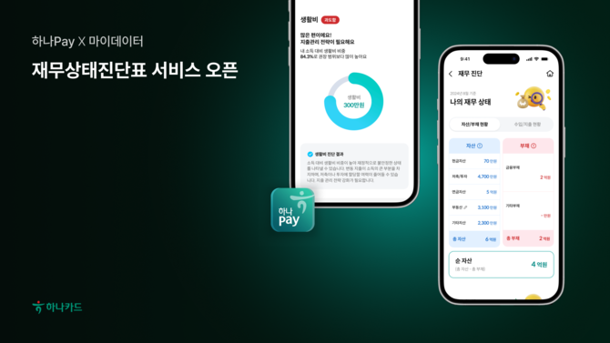 하나카드는 자사의 대표 디지털 금융 플랫폼인 하나페이 앱에 마이데이터를 기반으로 개인의 재무 상태를 종합 진단해주는 '재무상태진단표' 서비스를 론칭했다고 9일 밝혔다. ⓒ 하나카드