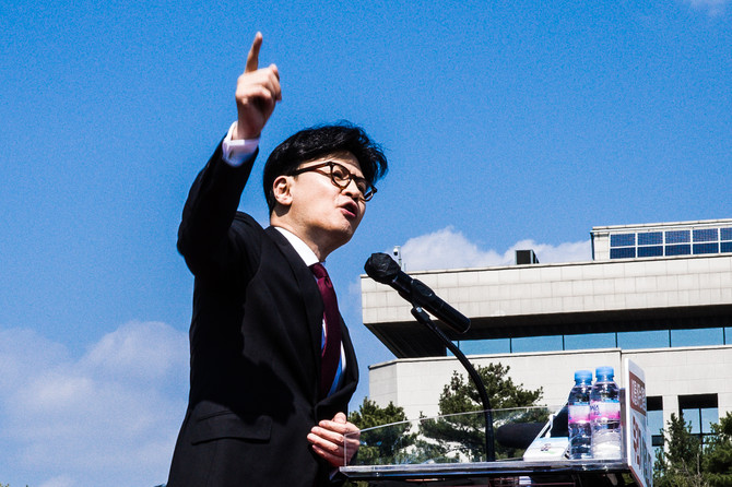 한동훈 국민의힘 전 대표가 10일 서울 여의도 국회 분수대 앞에서 대선 출마 선언을 하고 있다. = 김주환 기자