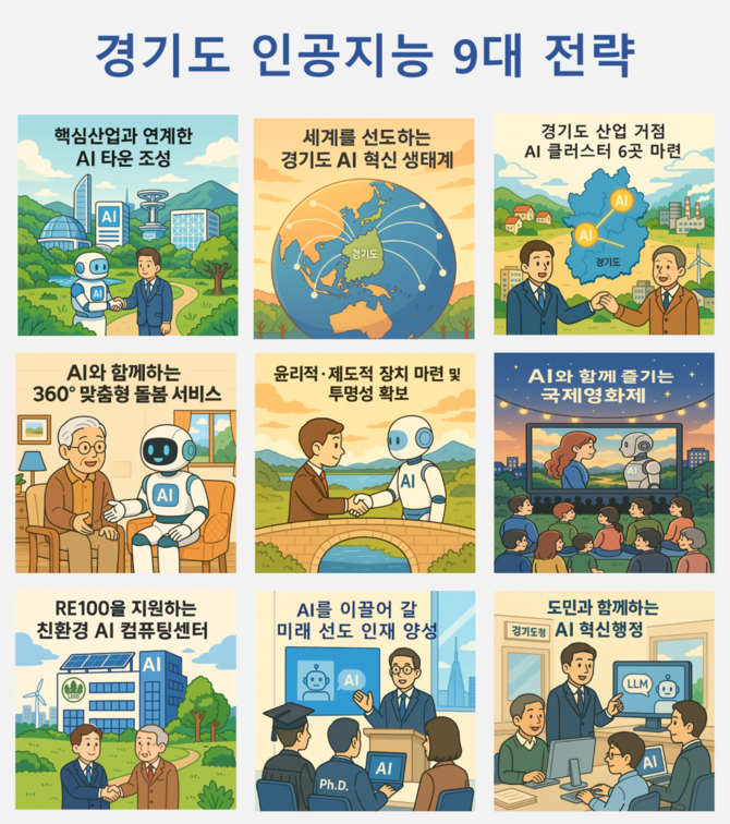 경기도가 23일 발표한 'AI 비전 및 9대 전략' 구상도. ⓒ 경기도