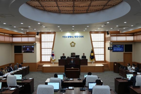영천시의회는 1일 열린 제245회 임시회 제2차 본회의를 끝으로 11일간의 의사일정을 마무리했다. 사진은 김상호 의원 5분 발언 모습. ⓒ 영천시의회