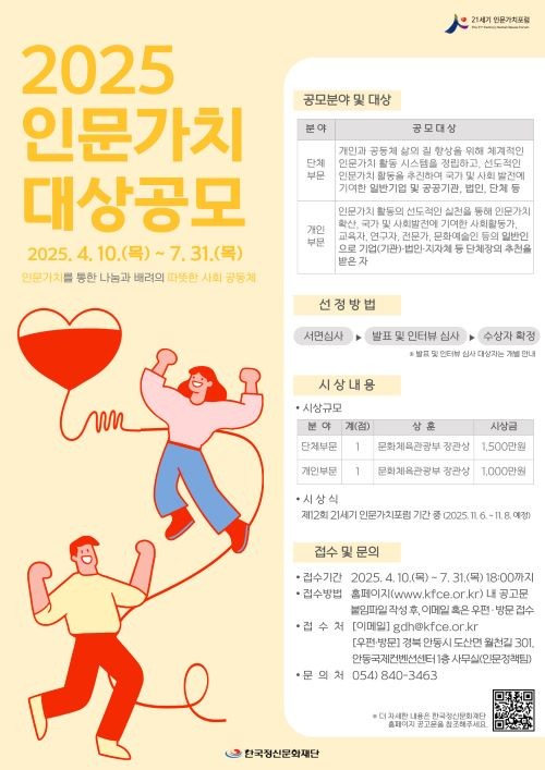 2025 인문가치대상 공모 포스터. ⓒ 안동시