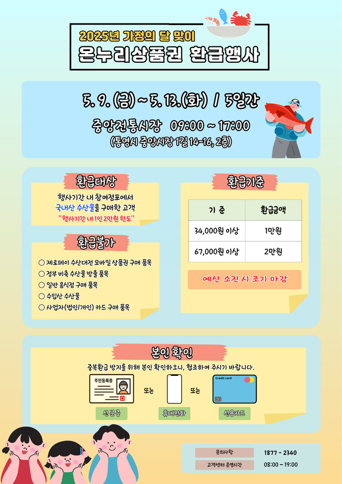 통영시, 가정의 달을 맞아 '온누리상품권 환급행사' 실시. ⓒ 통영시