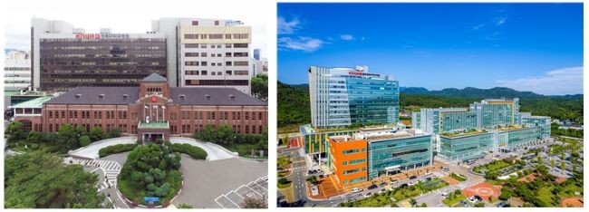경북대학교병원(왼쪽), 칠곡경북대학교병원(오른쪽) 전경. ⓒ 칠곡경북대학교병원