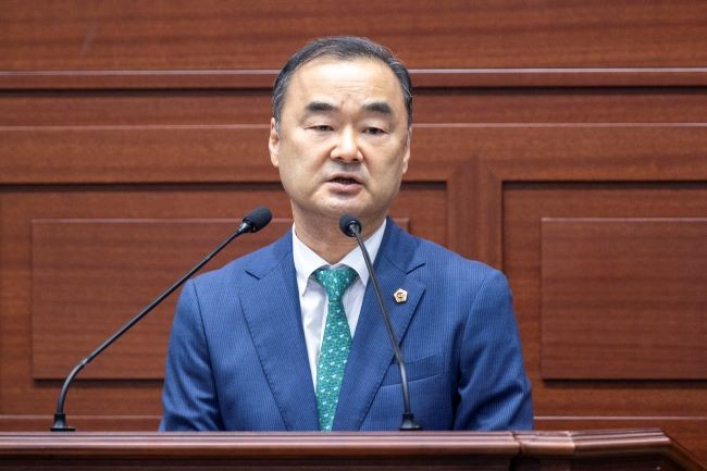 제356회 제3차 본회의에서 5분 자유발언을 하고 있는 박규탁 경북도의원. ⓒ 경북도의회