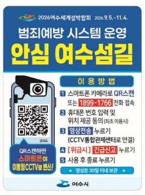 도서지역 치안 사각지대를 해소하기 위해 '범죄예방시스템' 안내문. ⓒ 여수시