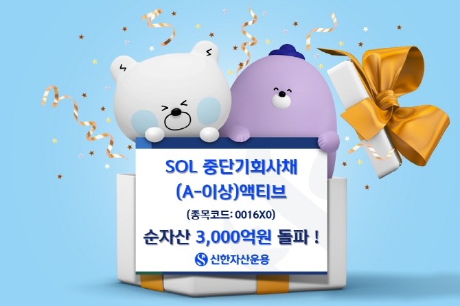 신한자산운용의 'SOL 중단기회사채(A-이상) 액티브' ETF의 순자산이 3000억원을 돌파했다. ⓒ 신한자산운용