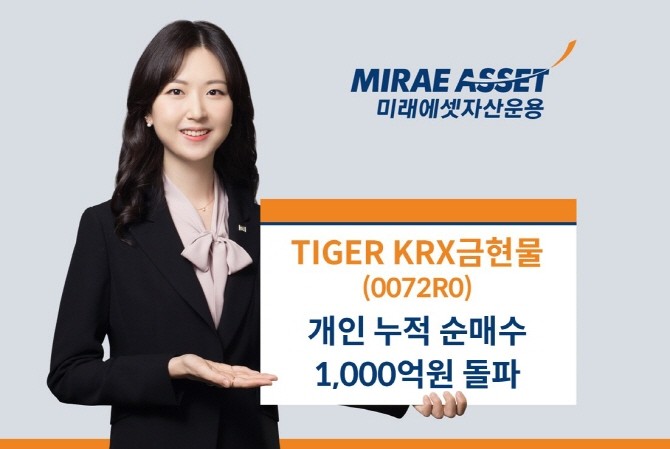 미래에셋자산운용은 'TIGER KRX금현물 ETF'의 개인 누적 순매수 금액이 1000억원을 돌파했다고 17일 밝혔다. ⓒ 미래에셋자산운용