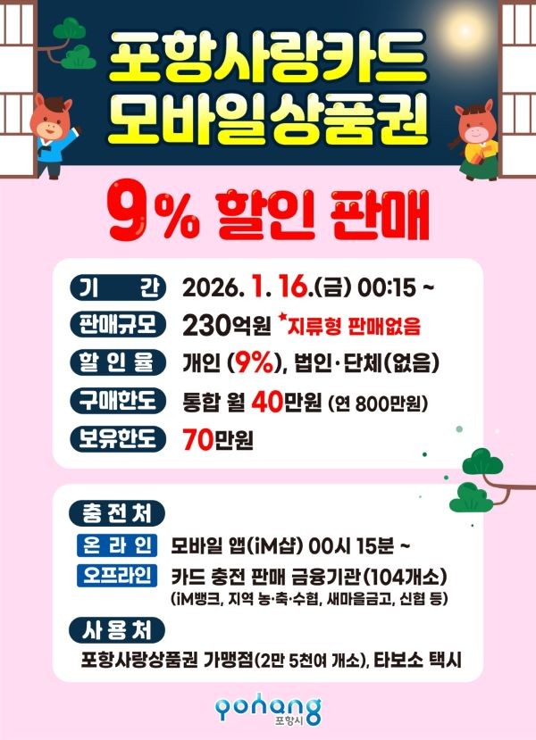 포항사랑카드 할인판매 홍보 포스터. ⓒ 포항시
