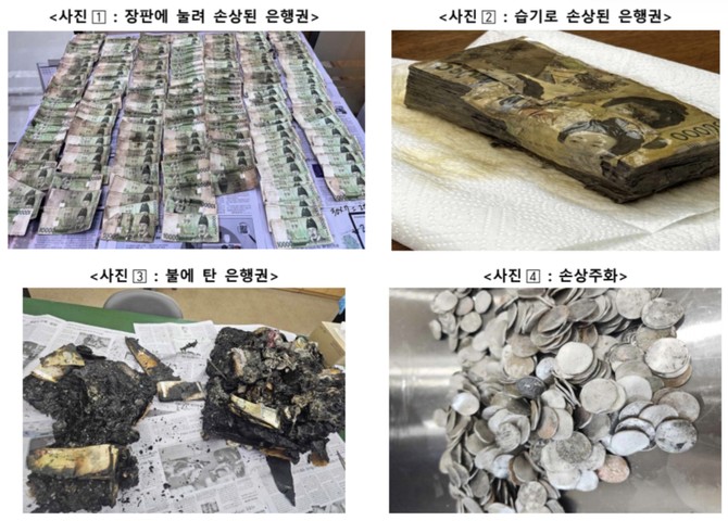지난해 액면가로 2조8404억원어치의 손상 화폐가 훼손 또는 오염돼 공식적으로 폐기 처리됐다. © 한국은행