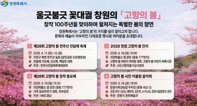 창원시가 '고향의 봄'을 주제로 한 '다채로운 문화예술 행사' 홍보 포스터. ⓒ 창원시