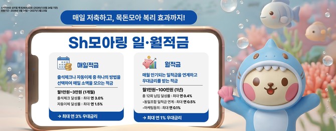 금융권 최초 매일과 매달의 이자를 잇는 적금 출시 이미지. ⓒ 수협중앙회