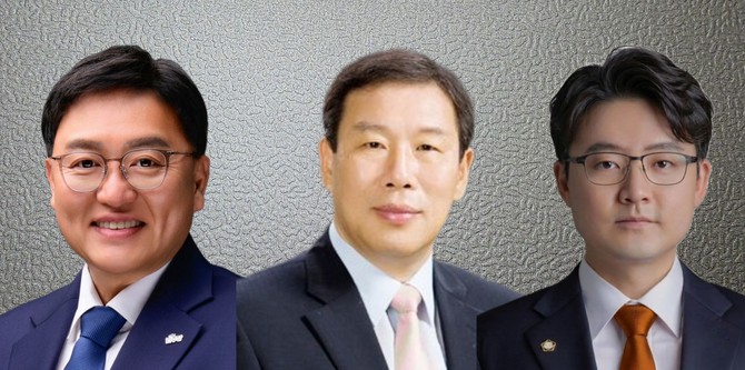 왼쪽부터 더불어민주당 조상호 후보, 국민의힘 최민호 후보, 개혁신당 하헌휘 후보. = 오영태 기자