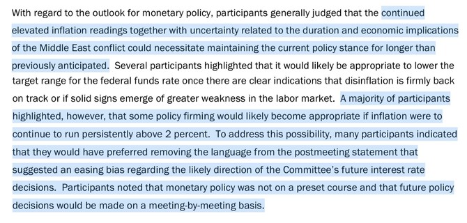 지난 4월 FOMC 회의록의 긴축 가능성을 시사한 문구. © Fed