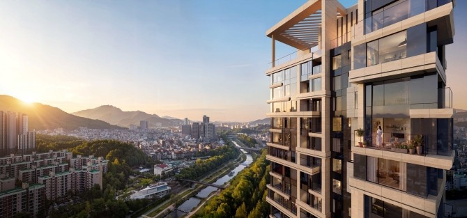 래미안 도곡 팰리스 세대 발코니에서 바라 본 전경. Ⓒ 삼성물산