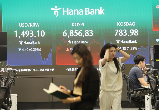 14일 서울 중구 하나은행 딜링룸 현황판에 코스피·코스닥 등 종가가 표시돼있다. ⓒ 연합뉴스