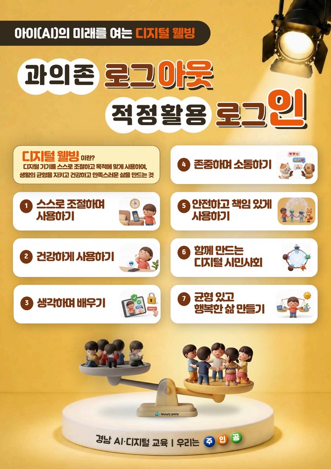 과의존 로그아웃, 적정 활용 로그인. ⓒ 경남교육청