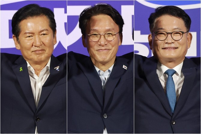 김민석·정청래·송영길 더불어민주당 당 대표 후보. ⓒ 연합뉴스