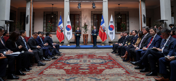 이 대통령은 "대한민국과 칠레의 공동 번영을 위해 영원한 우정을 위해 함께 노력하면 좋겠다"고 했다. ⓒ 연합뉴스