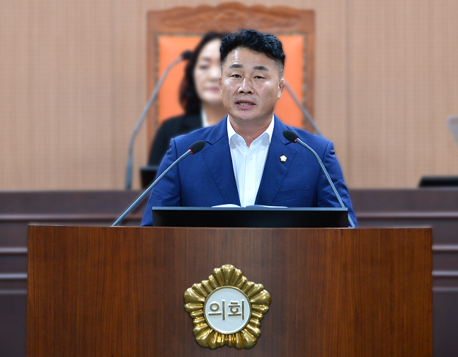 광주특별시 북구의회 기대서 의원이 24일 열린 제313회 임시회 제1차 본회의에서 5분 자유발언을 하고 있다. Ⓒ 광주 북구의회