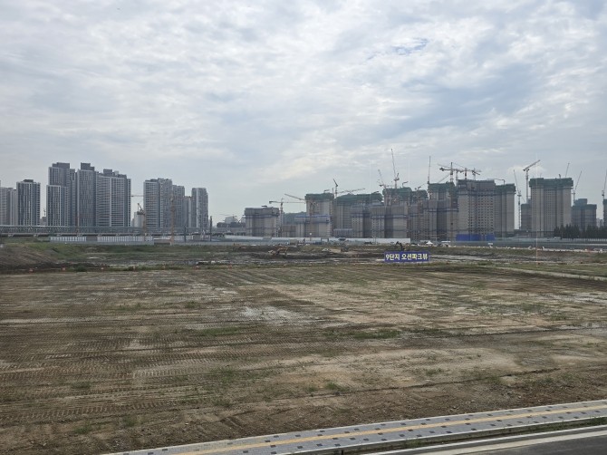 시티오씨엘 9단지 오션파크뷰 건설 현장. = 전훈식 기자