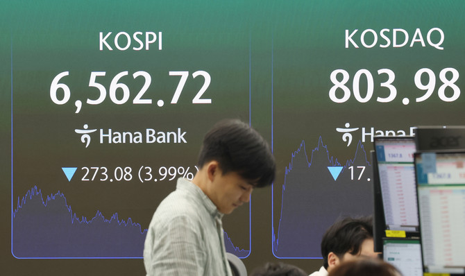 2일 서울 중구 하나은행 딜링룸 전광판에 코스피 종가가 표시돼있다. ⓒ 연합뉴스