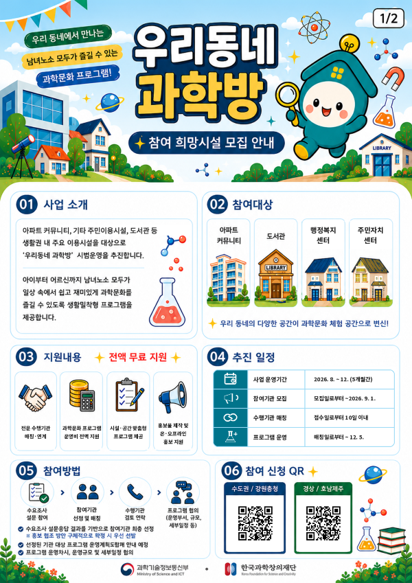 우리동네 과학방 참여 희망시설 모집 안내 포스터. ⓒ 달성군