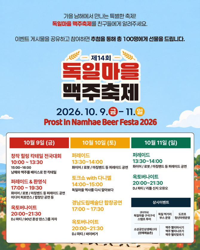 제14회 독일마을 맥주축제 소문내기 SNS 이벤트. ⓒ 남해군