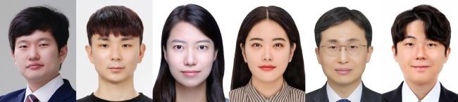 사진 왼쪽부터 DGIST(양지웅, 이경훈), UNIST(최문기, 유지수), IBS 나노입자연구단(김대형), 가천대학교(김동찬) 공동연구팀. ⓒ DGIST