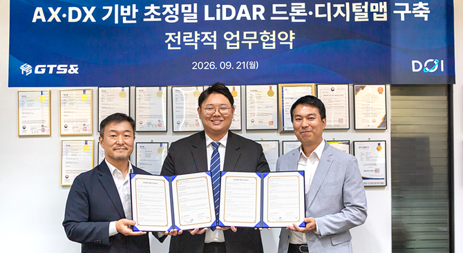 스크린 파크골프 기업 지티에스앤이 드론 기반 공간정보 기업 디오아이와 손잡고 실제 파크골프 코스의 지형과 물리적 특성을 정밀하게 구현하는 시뮬레이터 개발에 나선다. ⓒ 지티에스앤
