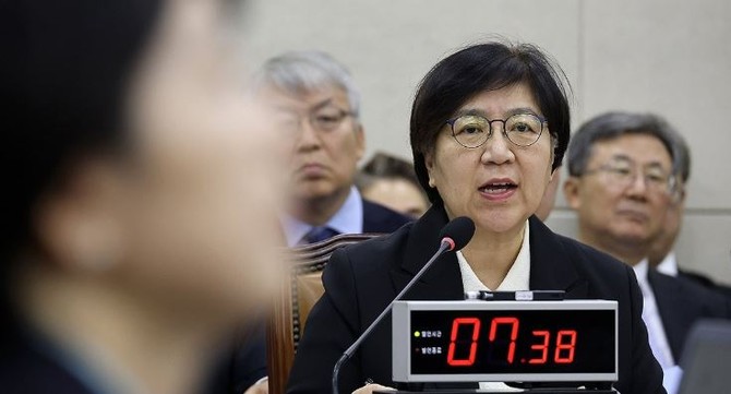 27일 국회 보건복지위원회에서 열린 2026년도 종합 국정감사에 출석한 정은경 보건복지부 장관. © 연합뉴스