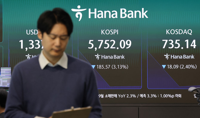 30일 서울 중구 하나은행 딜링룸 현황판에 코스피가 표시되고 있다. ⓒ 연합뉴스